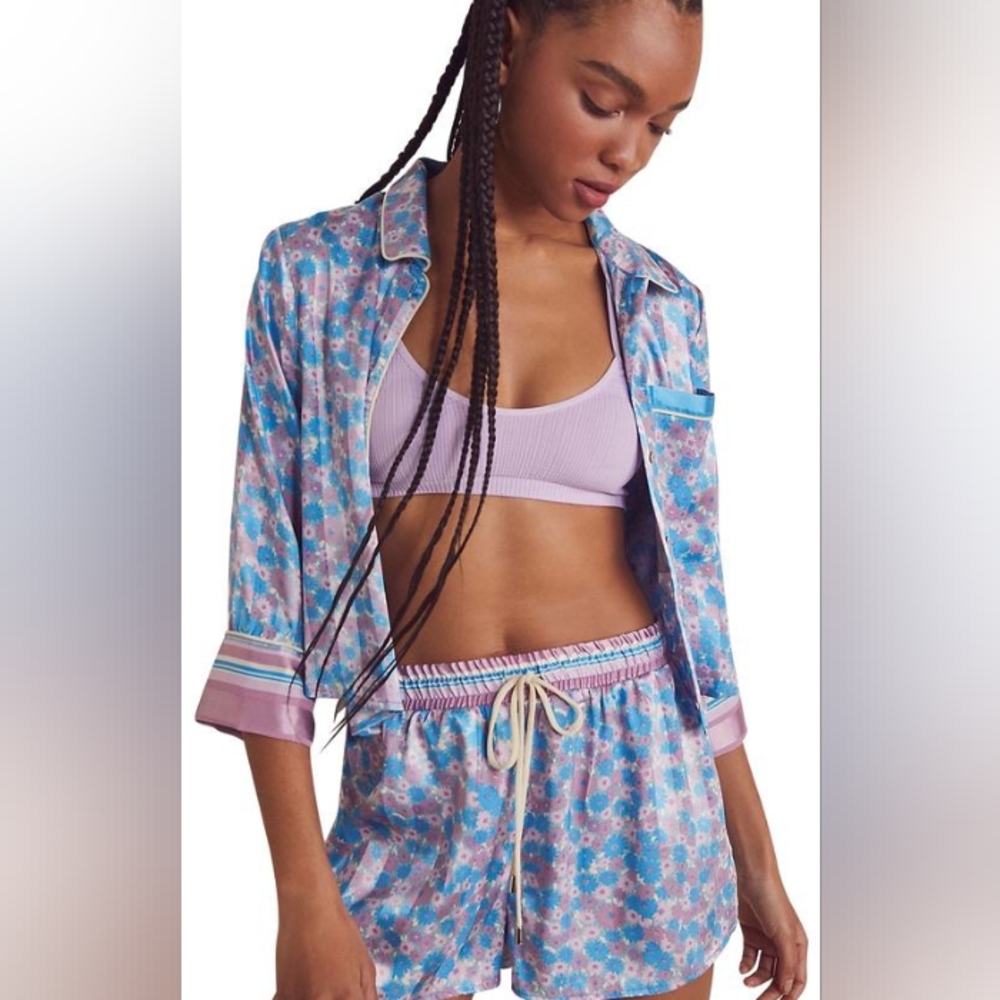 Intimately Free PeopleLavender Pillow Talk Satin Pj Set Cool Combo XS